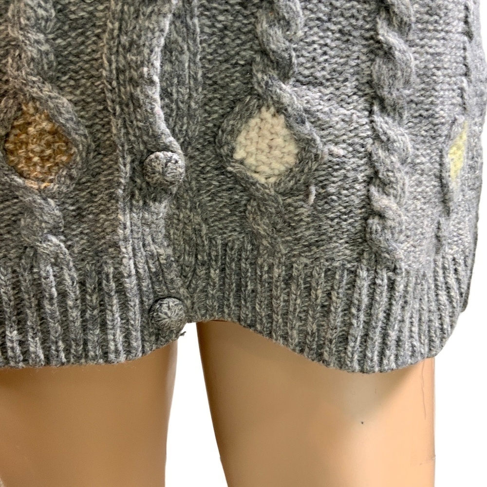 Charlie Robin Gray Cable Knit Button Up Long Sleeve Wool Cardigan Med Twee Artsy - Picture 9 of 13